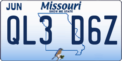 MO license plate QL3D6Z