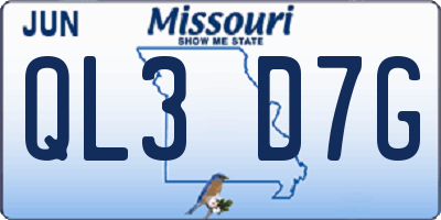 MO license plate QL3D7G