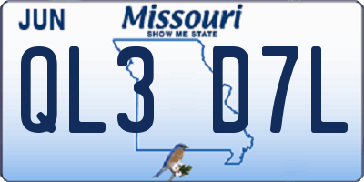MO license plate QL3D7L