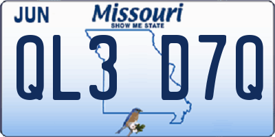MO license plate QL3D7Q