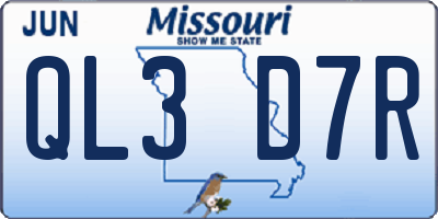 MO license plate QL3D7R