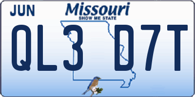 MO license plate QL3D7T
