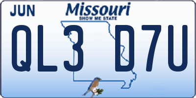 MO license plate QL3D7U