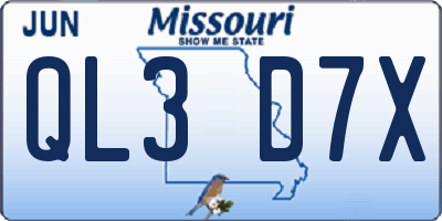 MO license plate QL3D7X