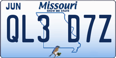 MO license plate QL3D7Z