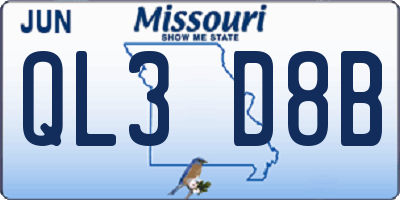 MO license plate QL3D8B