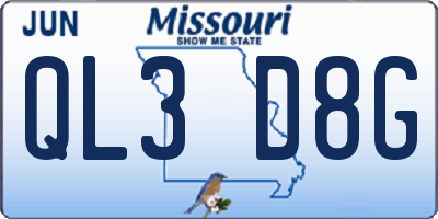 MO license plate QL3D8G