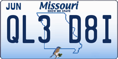 MO license plate QL3D8I