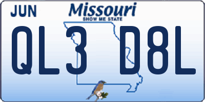 MO license plate QL3D8L
