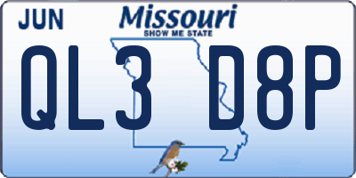 MO license plate QL3D8P