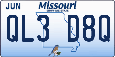 MO license plate QL3D8Q