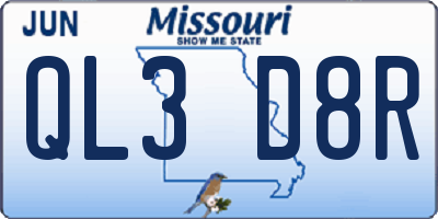 MO license plate QL3D8R