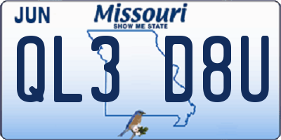 MO license plate QL3D8U