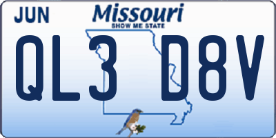 MO license plate QL3D8V