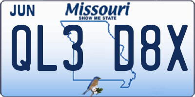 MO license plate QL3D8X