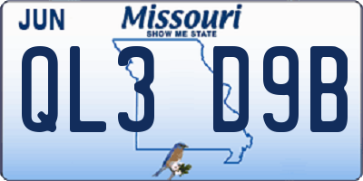 MO license plate QL3D9B