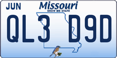 MO license plate QL3D9D