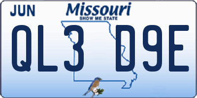 MO license plate QL3D9E