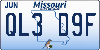 MO license plate QL3D9F