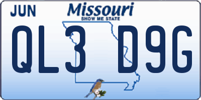 MO license plate QL3D9G