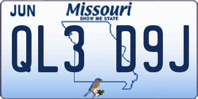 MO license plate QL3D9J