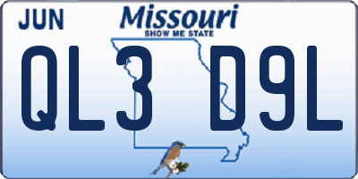 MO license plate QL3D9L