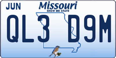 MO license plate QL3D9M