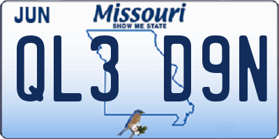 MO license plate QL3D9N