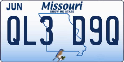 MO license plate QL3D9Q