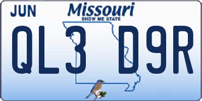 MO license plate QL3D9R