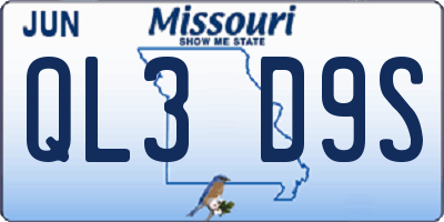 MO license plate QL3D9S