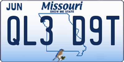 MO license plate QL3D9T