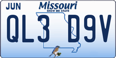 MO license plate QL3D9V