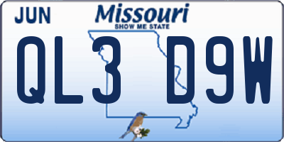 MO license plate QL3D9W