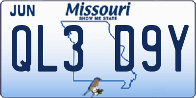 MO license plate QL3D9Y