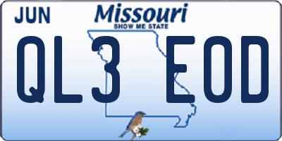 MO license plate QL3E0D