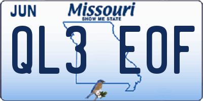 MO license plate QL3E0F
