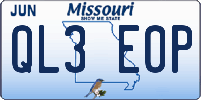 MO license plate QL3E0P