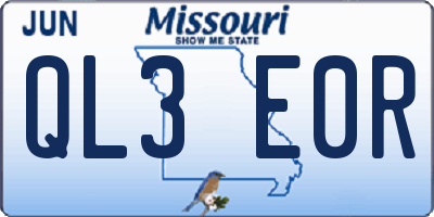 MO license plate QL3E0R