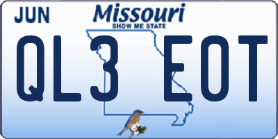 MO license plate QL3E0T