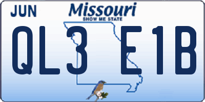 MO license plate QL3E1B