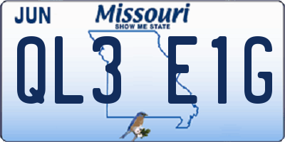 MO license plate QL3E1G