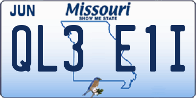 MO license plate QL3E1I
