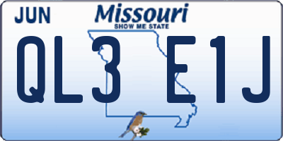 MO license plate QL3E1J