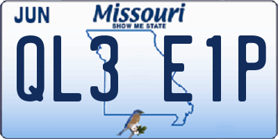 MO license plate QL3E1P