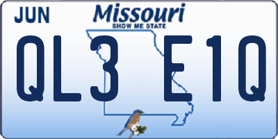 MO license plate QL3E1Q