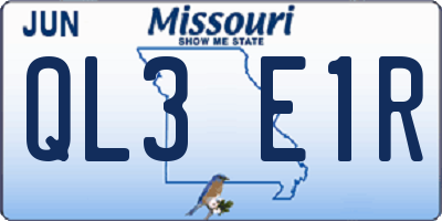 MO license plate QL3E1R
