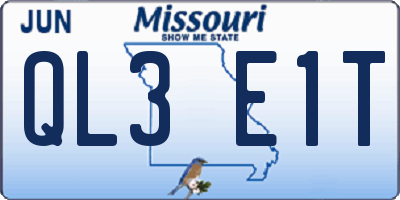MO license plate QL3E1T
