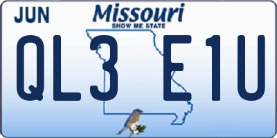 MO license plate QL3E1U
