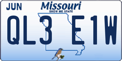 MO license plate QL3E1W